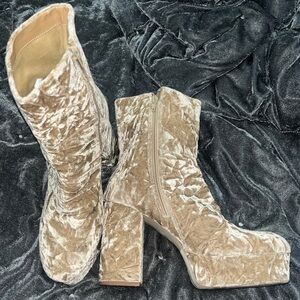 Suede Platform Tan Heels